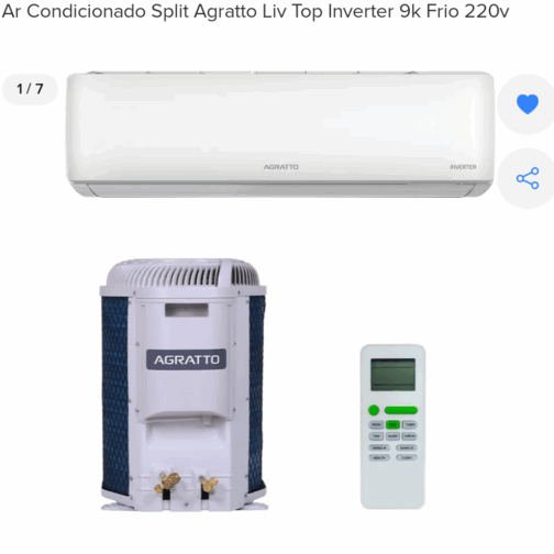 Ar Condicionado inverter Agratto 9000 BTUs 220v